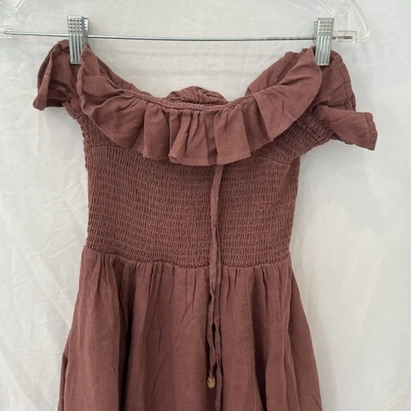 FREE PEOPLE Lush Life Linen Strapless Midi Dress - Antique Oak size xs - Picture 3 of 7